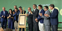 Laying the cornerstone at the Arauco Sucuriú project site