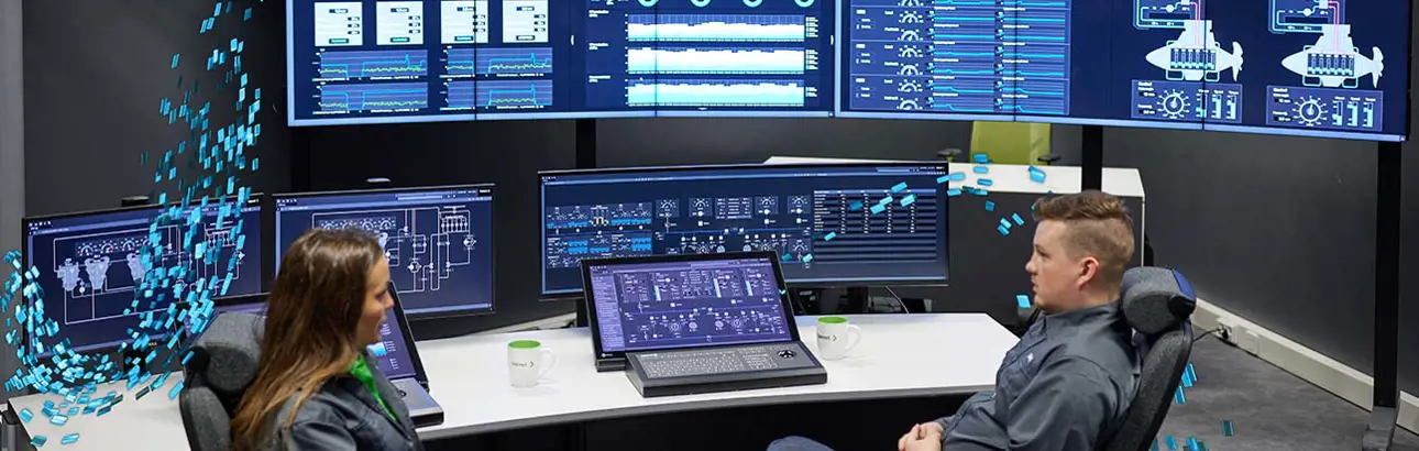 marine professionals sitting in the the control room